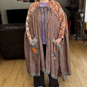 Floral and Geometric Patterned Cape Kantha Bae Lagenlook Boho Kimono